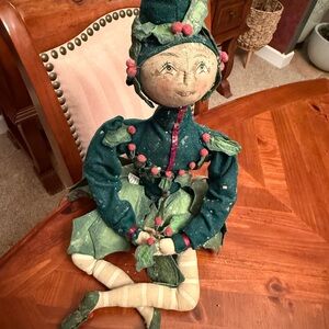 Joe Spencer Holly Sprite Christmas Doll Gathered Traditions Folk Art